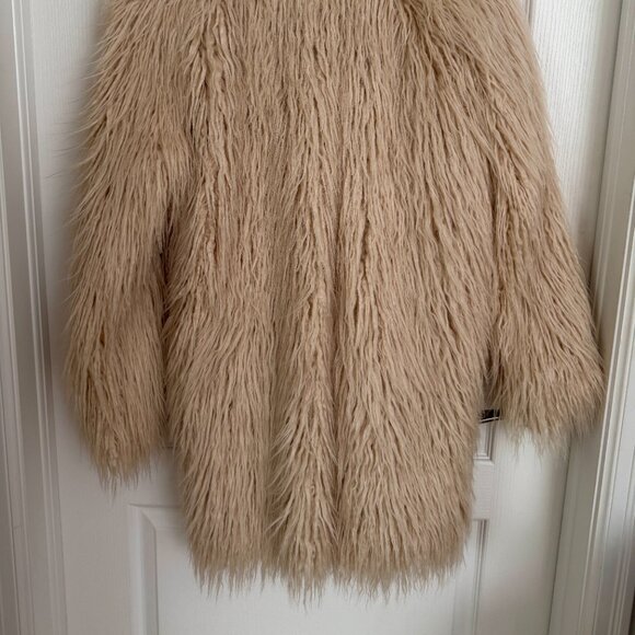 Free People Renata Faux Fur Shag Coat Sand Size Medium - Picture 10 of 15